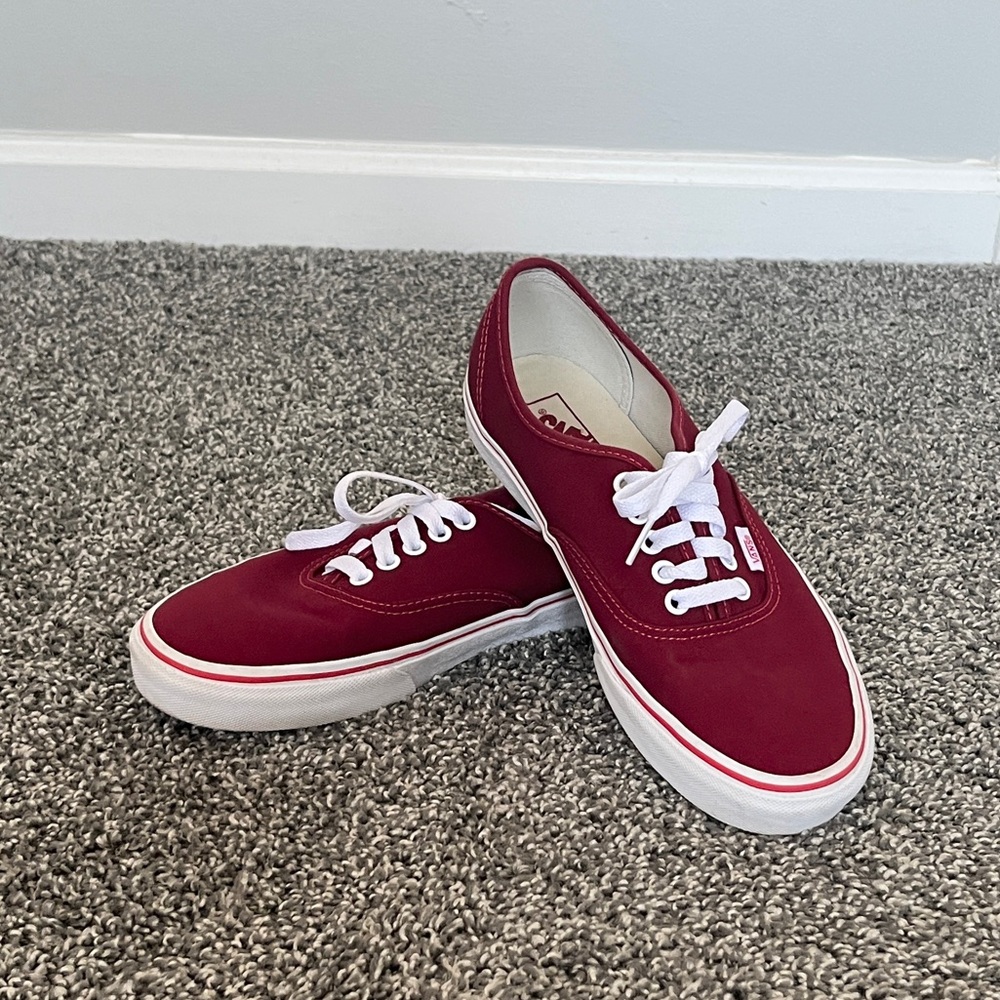 Vans Red Canvas Shoes Size 10.5 - Picture 2 of 8